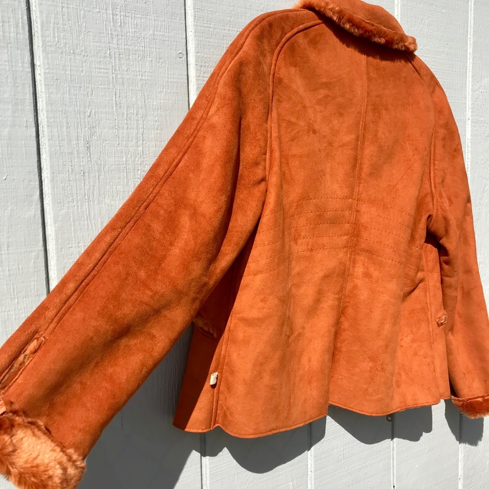 Tsunami rust/burnt orange suede sherpa lined soft chunky retro vintage jacket - Picture 7 of 8